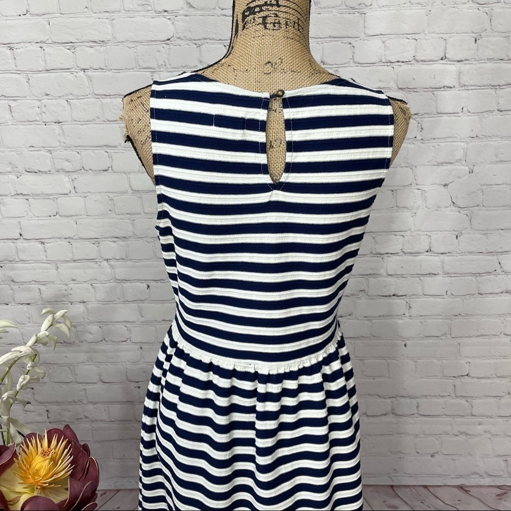 Maison Jules Textured Keyhole Back Striped Fit and Flare Dress - Picture 11 of 14